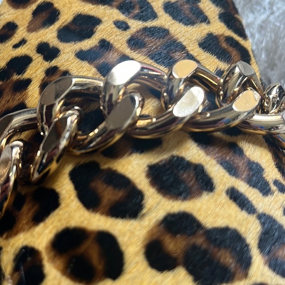 Myra leather hairon slides with gold chain detail and cork, new - Picture 7 of 9